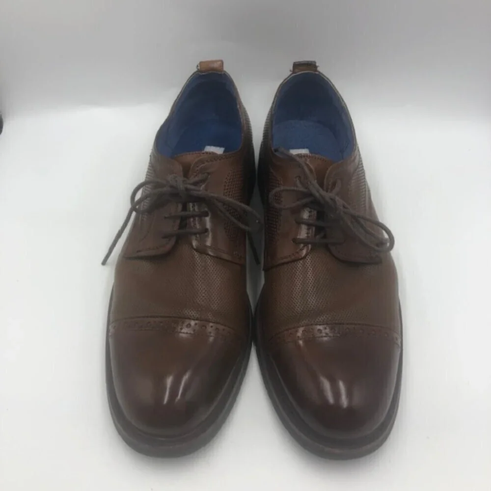 Steve Madden Mens Brown Leather Cap Toe Oxford Dress Shoes Size 8 Lesko Lace Up